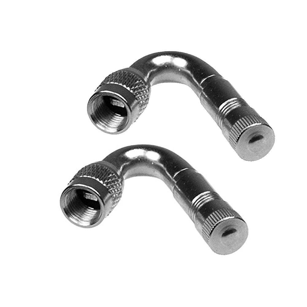 2 Pcs 45 Degree Angled Car Motorcycle Scooter Bike Universal Schrader Stem Extension Adapter (Silver)