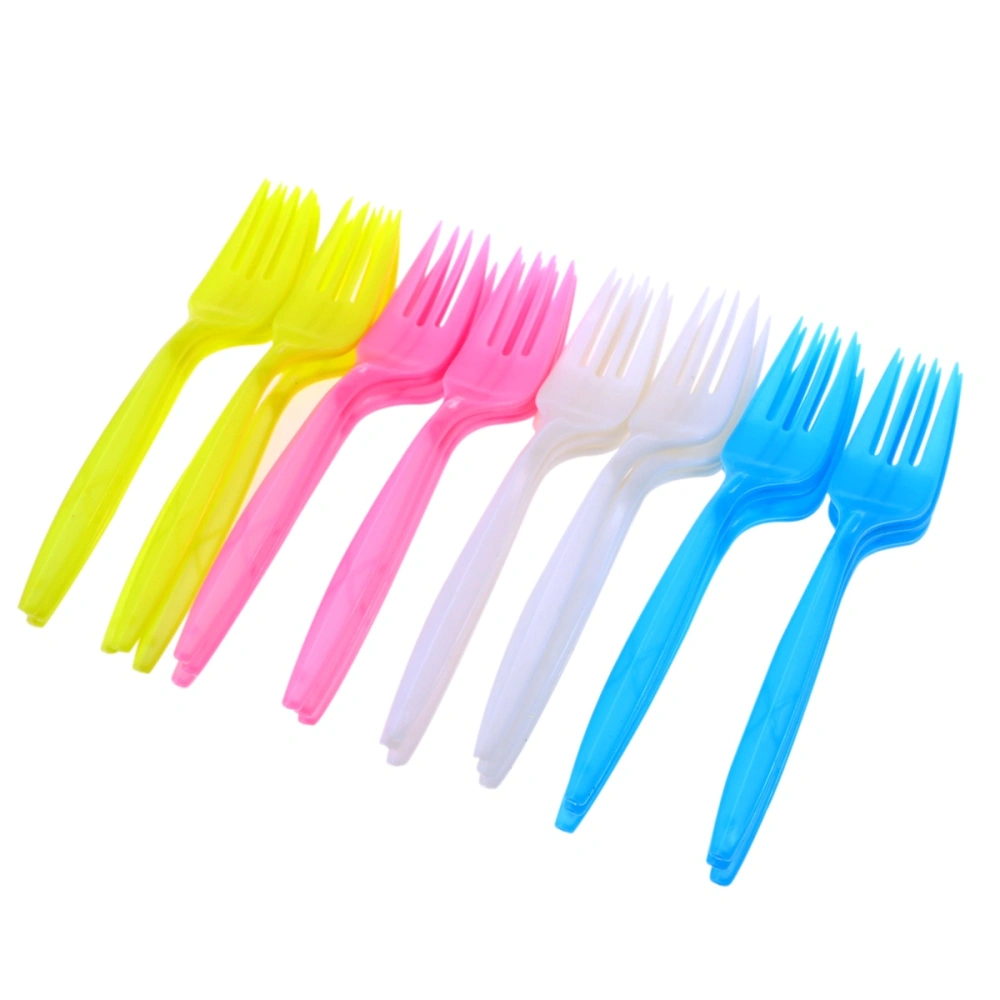 24pcs Disposable Plastic Fork Party Cutlery Fork Birthday Party Tableware for Cake Dessert (Mixed Color)