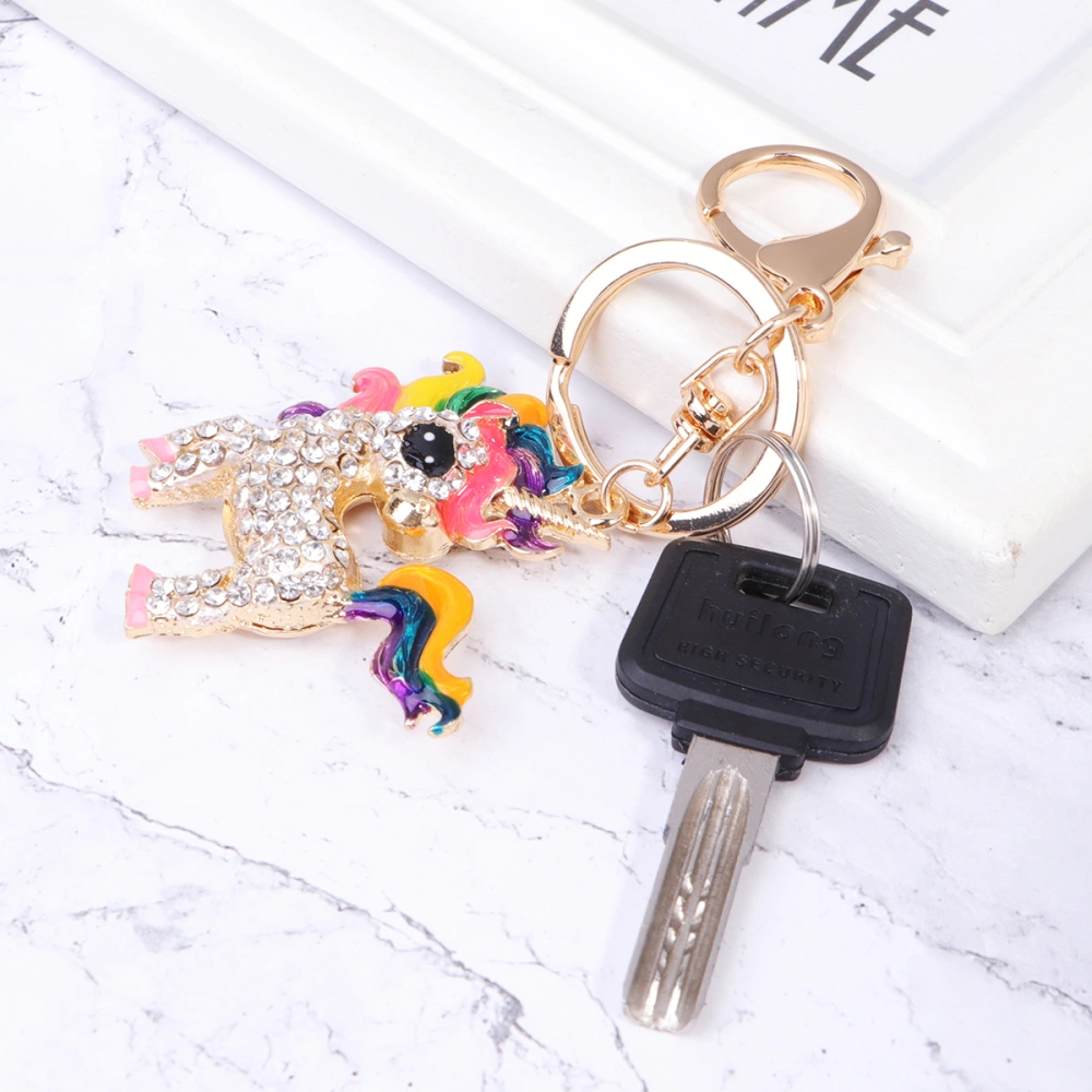 Crystal Unicorn Keychain Fashion Key Rings Friends Family Gifts Keychain Ornament (Colorful)