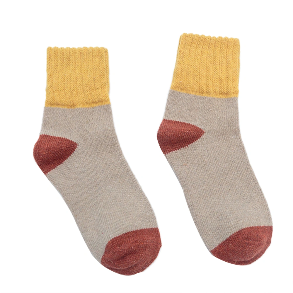 1 Pair of Womens Thick Knit Warm Casual Wool Crew Winter Socks Comfortable Durable Socks (Yellow, Red and Brown)