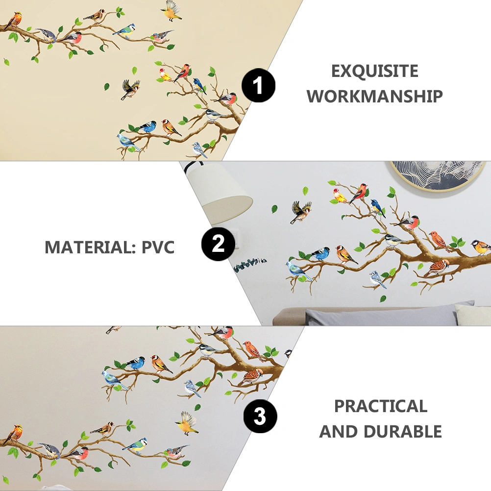4 Sheets Tree Branch Flying Birds Wall Stickers DIY Removable Birds Wall Decals