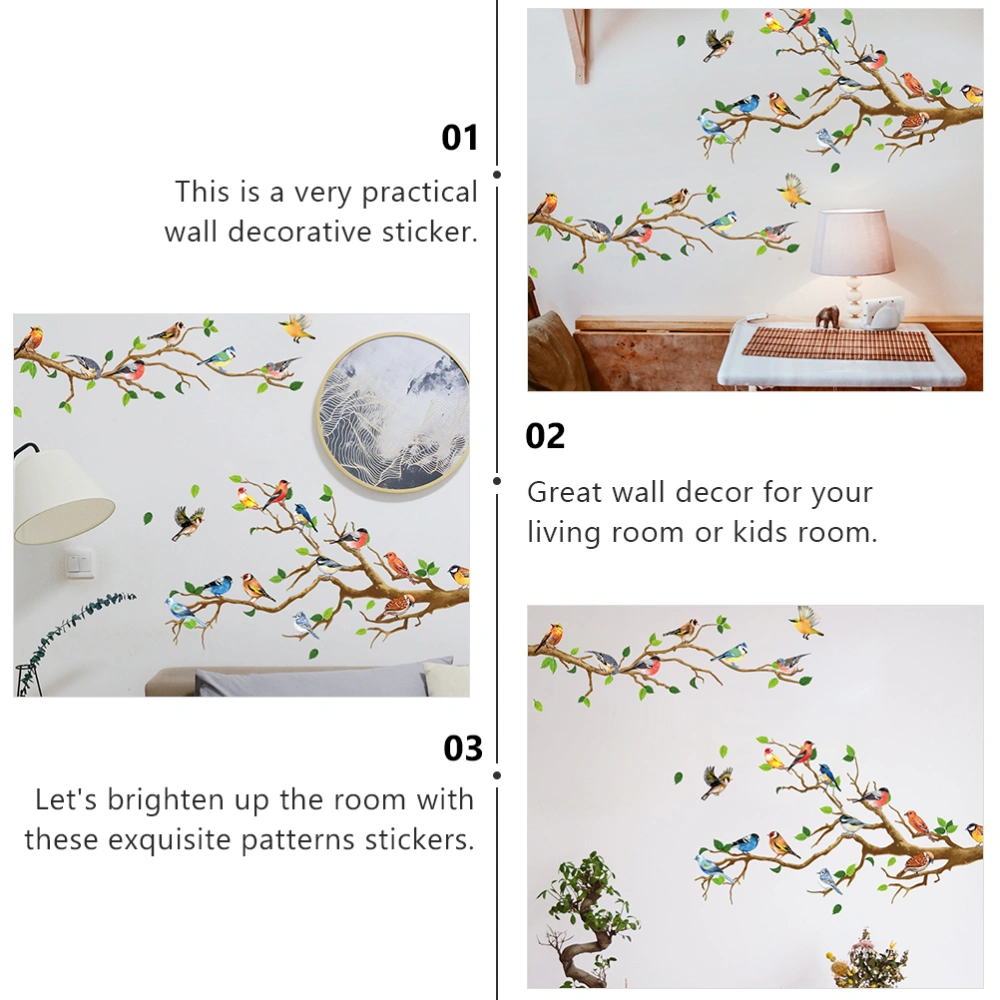 4 Sheets Tree Branch Flying Birds Wall Stickers DIY Removable Birds Wall Decals