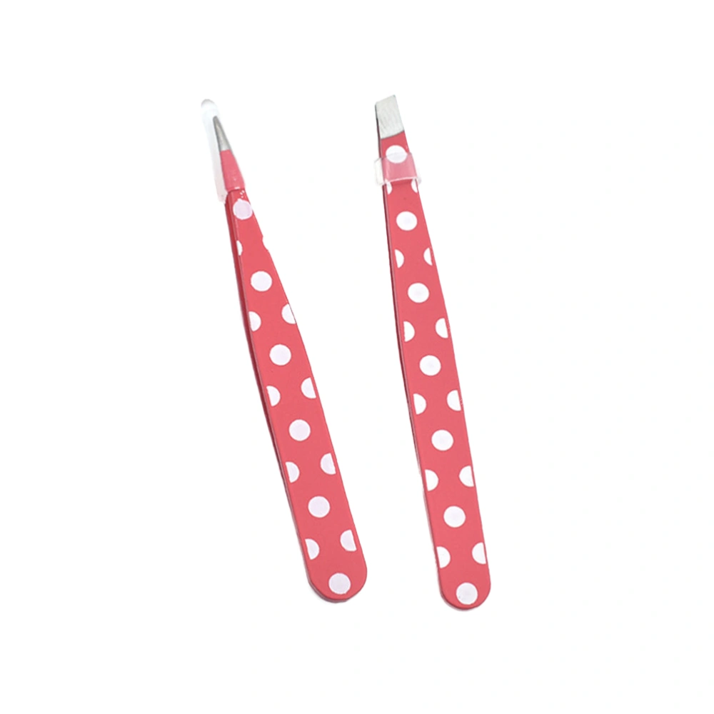 2pcs Stainless Steel Bevel Eyebrow Clip Portable Multi-functional Eyebrow Tweezers for Women Lady