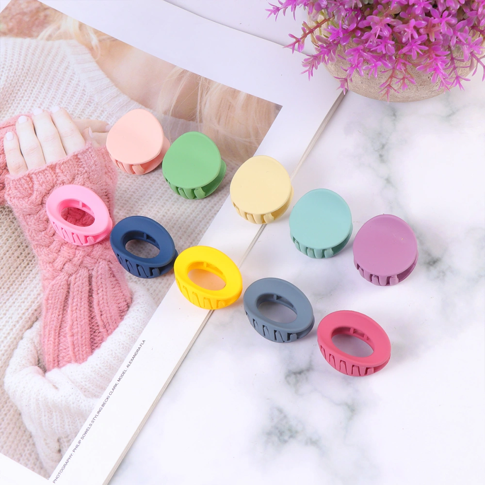 3.3cm 10Pcs Fashionable Frosted Acrylic Clip Round Resin Hairpin Accessory for Women Decor