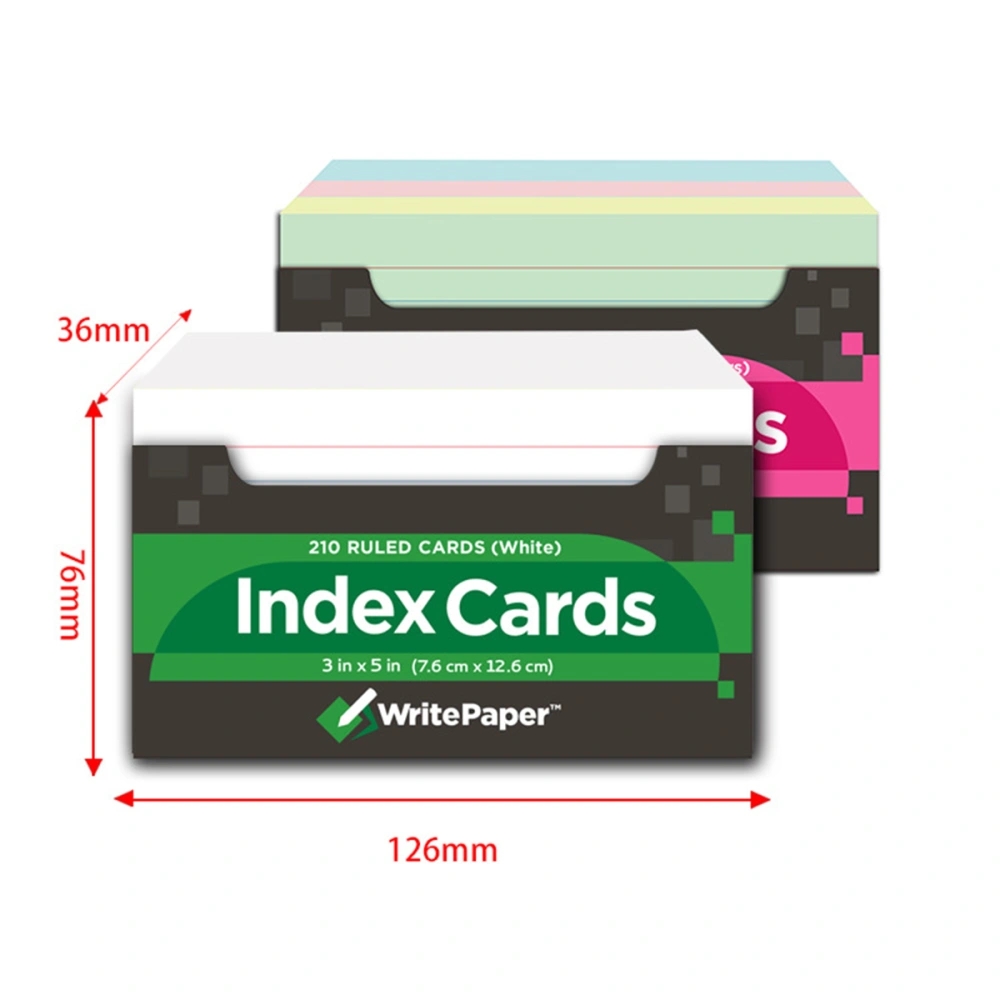 210PCS Record Cards Ruled Both Sides Ruled Writing Papers (White)