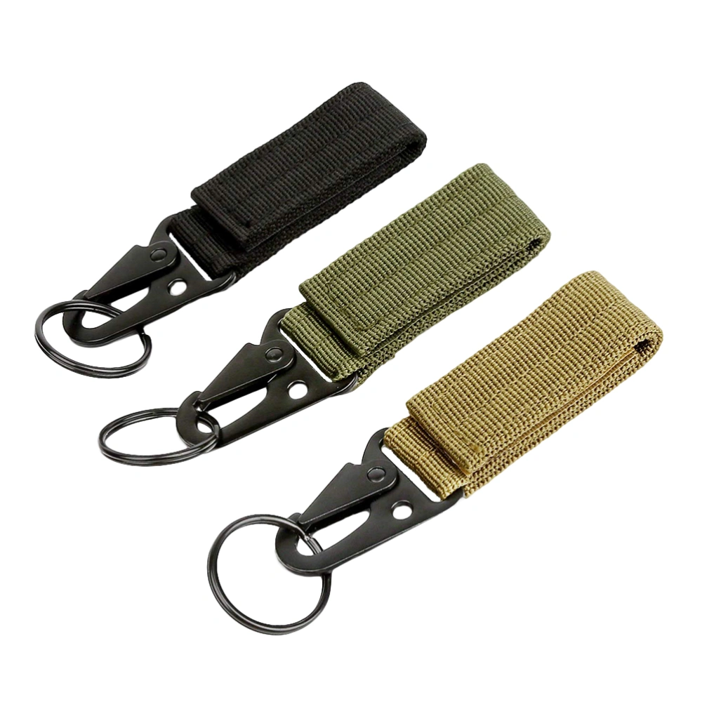 3pcs Practical Carabiner Multi-functional Mountaineering Buckle Creative Keychain for Outdoor Travel (Khaki)