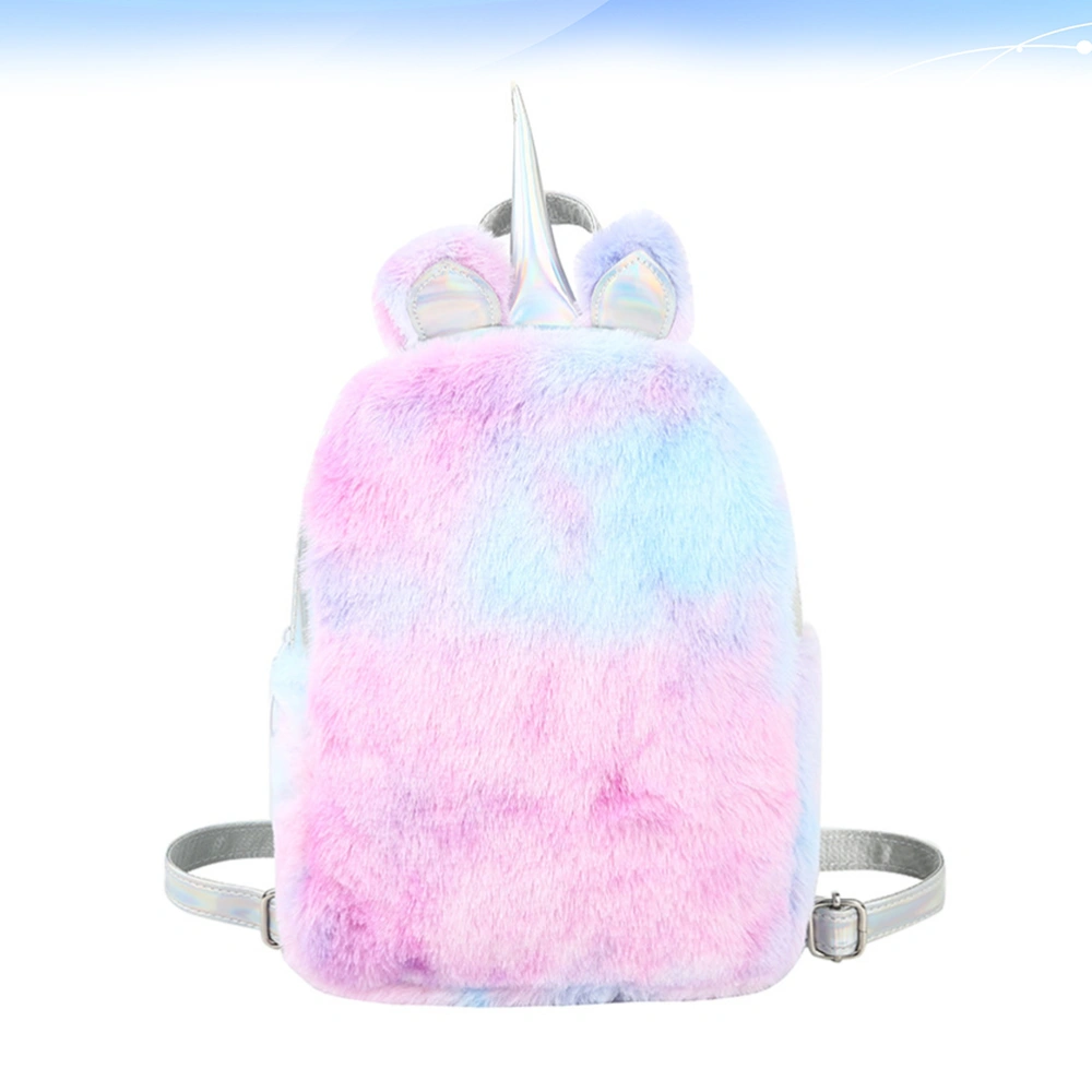 Unicorn Plush Backpack Personality Travel Bag Creative Casual Backpack Practical Storage Bag for Women Girls (Pink)