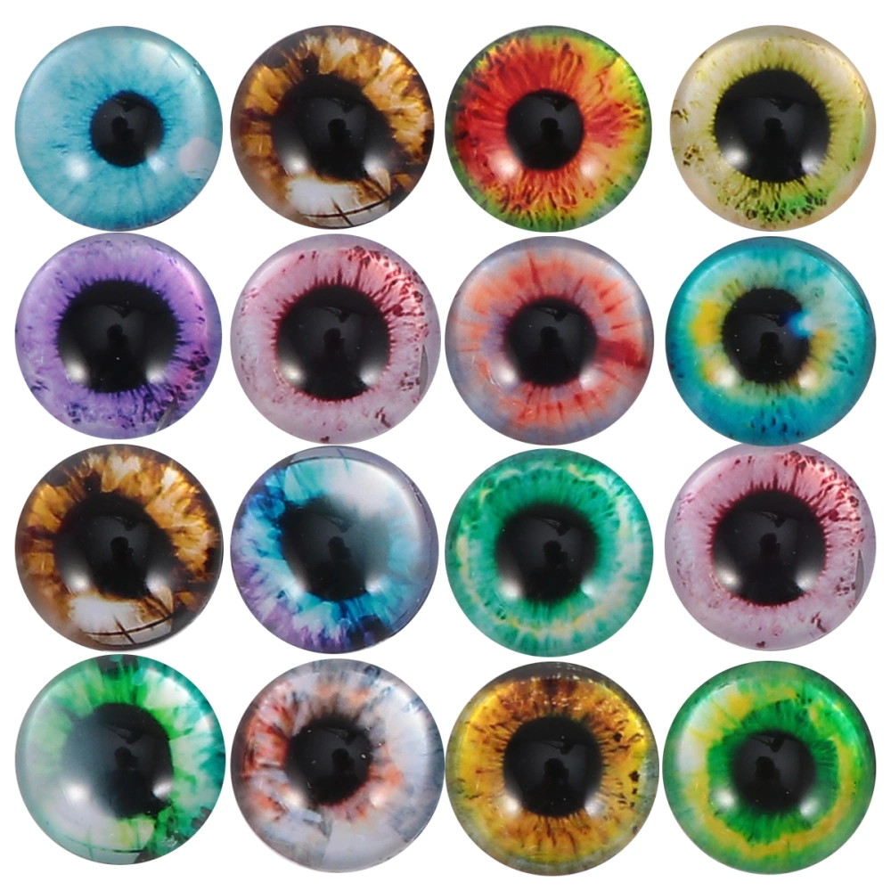 50pcs 12MM Glass Patches Hemisphere Eye Pattern DIY Patches Jewelry Accessories (Mixed Pattern)