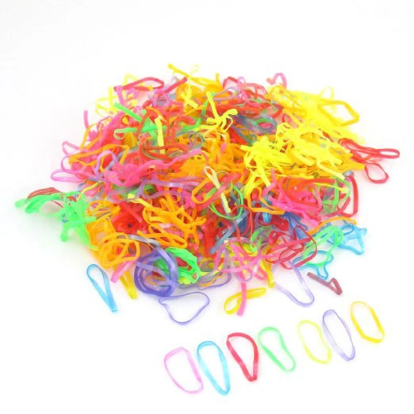 600pcs Mini Oval Multicolor Elastic Ponytail Hair Ties Rubber Bands