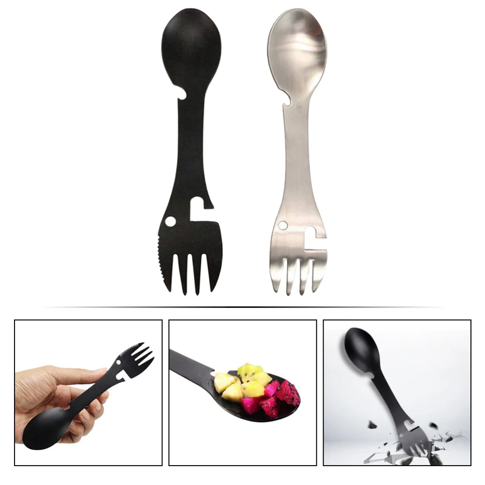 2Pcs Camping Spork Multi-function Spork Lightweight Outdoor Spork Multi Tool Spork