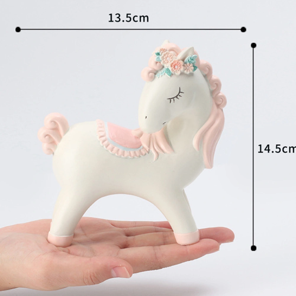 1pc Unicorn Cake Ornament Resin Cake Decor Cartoon Adornment Baking Accessories for Party Home (Pink and White)