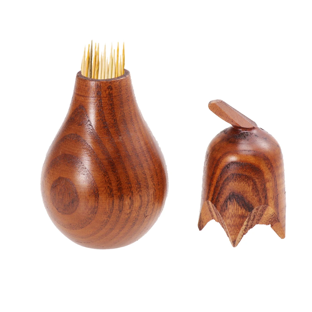 Creative Eggplant Shape Toothpick Jar Holder Wooden Toothpicks Box Vintage Table Decoration for Home Restaurant