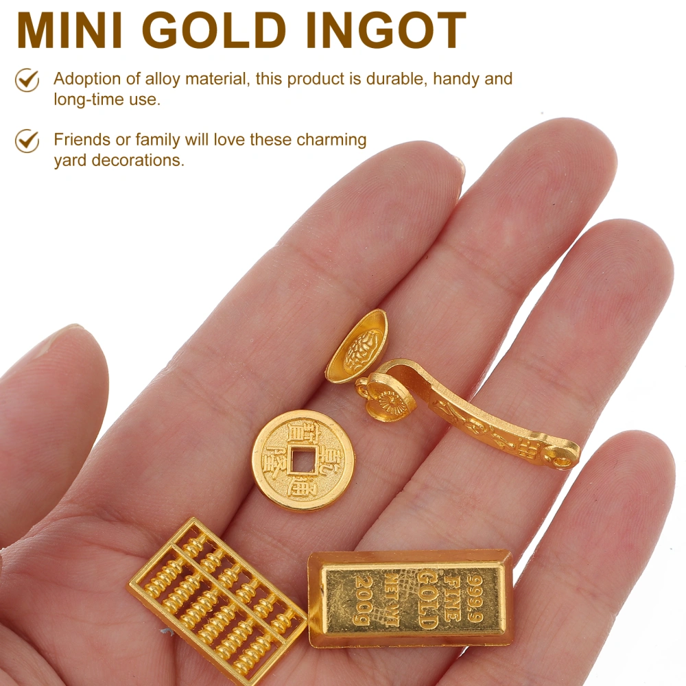 10pcs Mini Gold Ingot Gold Bar Copper Coin Mini Ornament for Decor (Rose Gold)