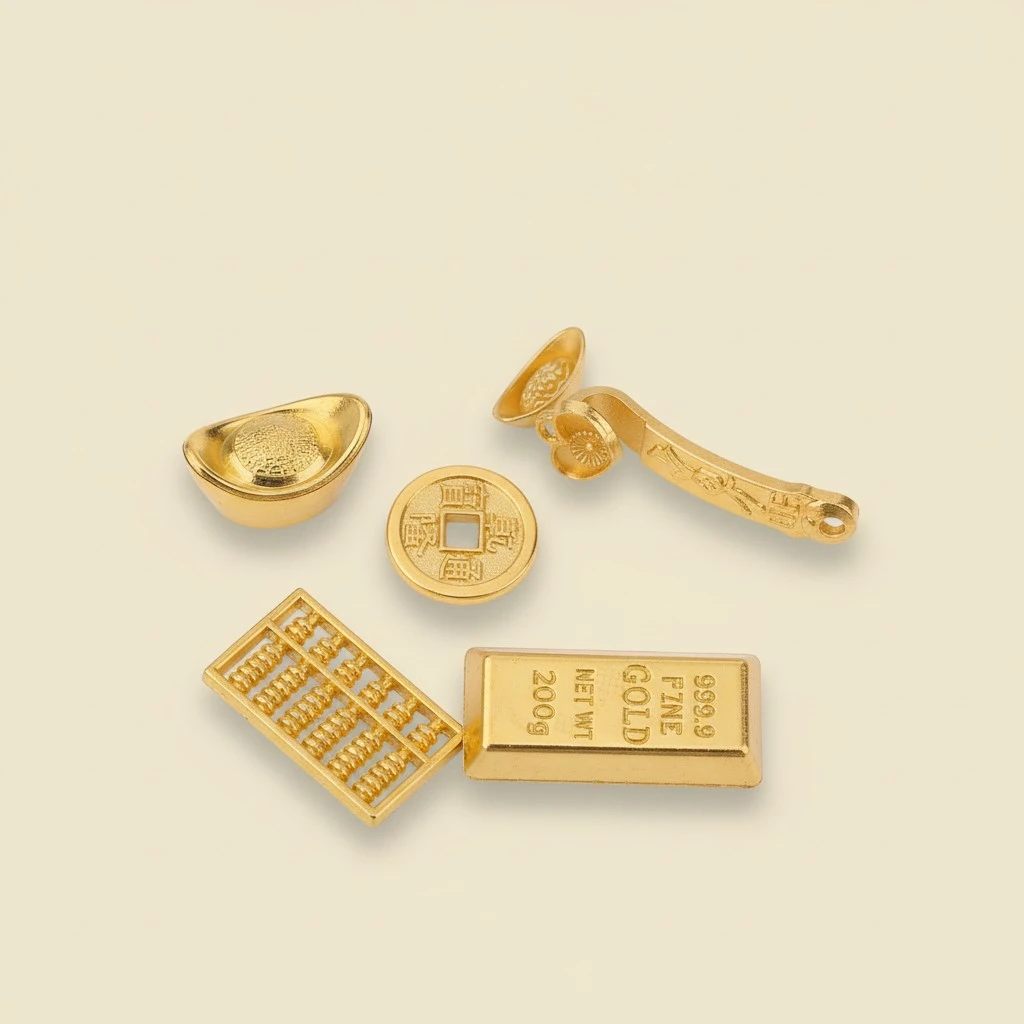 10pcs Mini Gold Ingot Gold Bar Copper Coin Mini Ornament for Decor (Rose Gold)