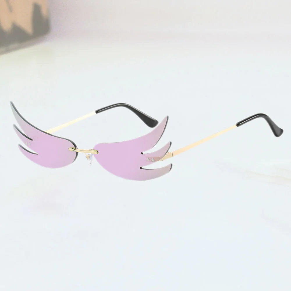 Flame Shaped Sunglasses Funny Shades All-Match Sun Glasses Delicate Eyewear Purple (Golden Frame)