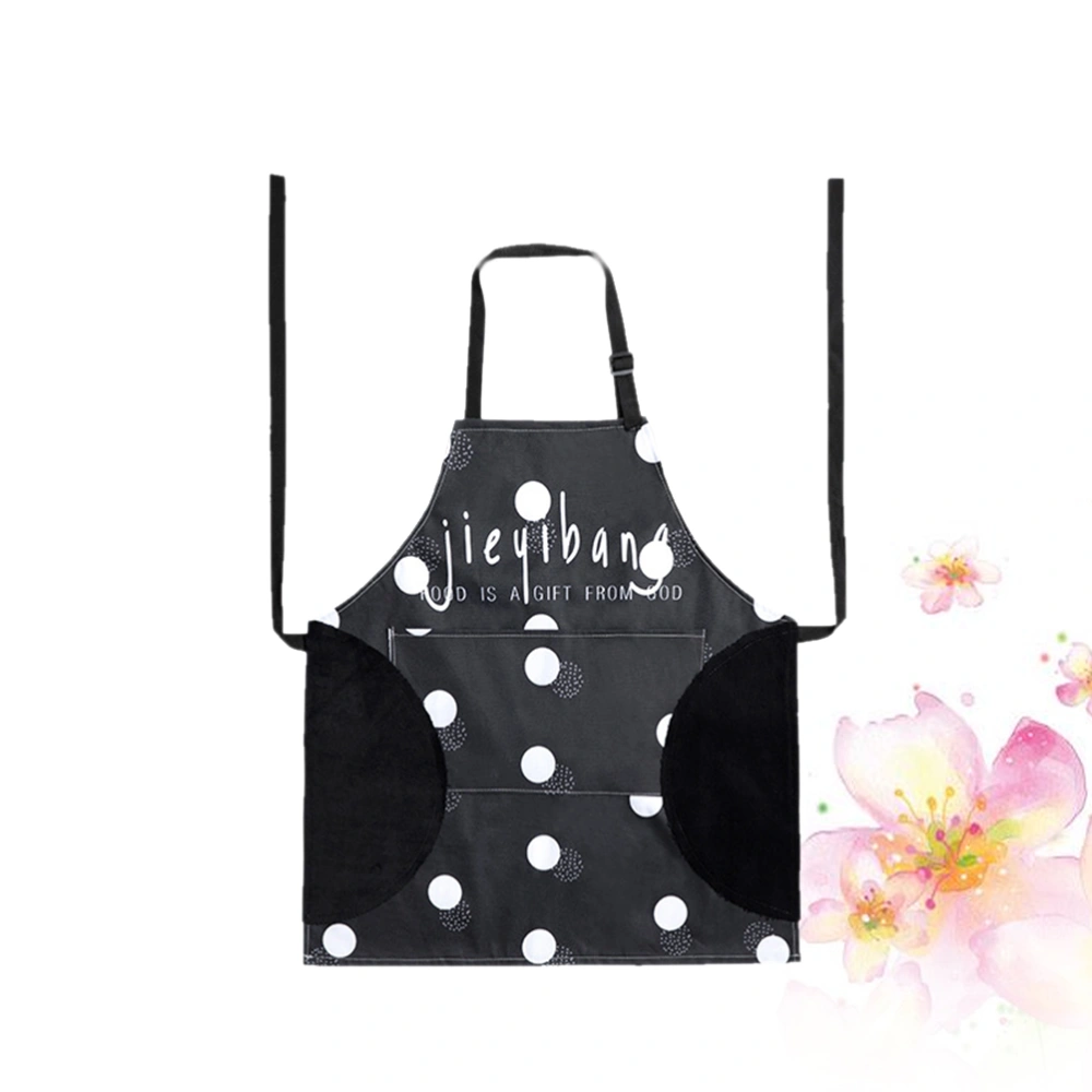 1Pc Oilproof Kitchen Apron Hand Wipe Apron Adjustable Household Sleeveless Outwear Multifunctional Serving Aprons with Pockets Cooking Baking Apron Cooking Overalls (Wave Point)