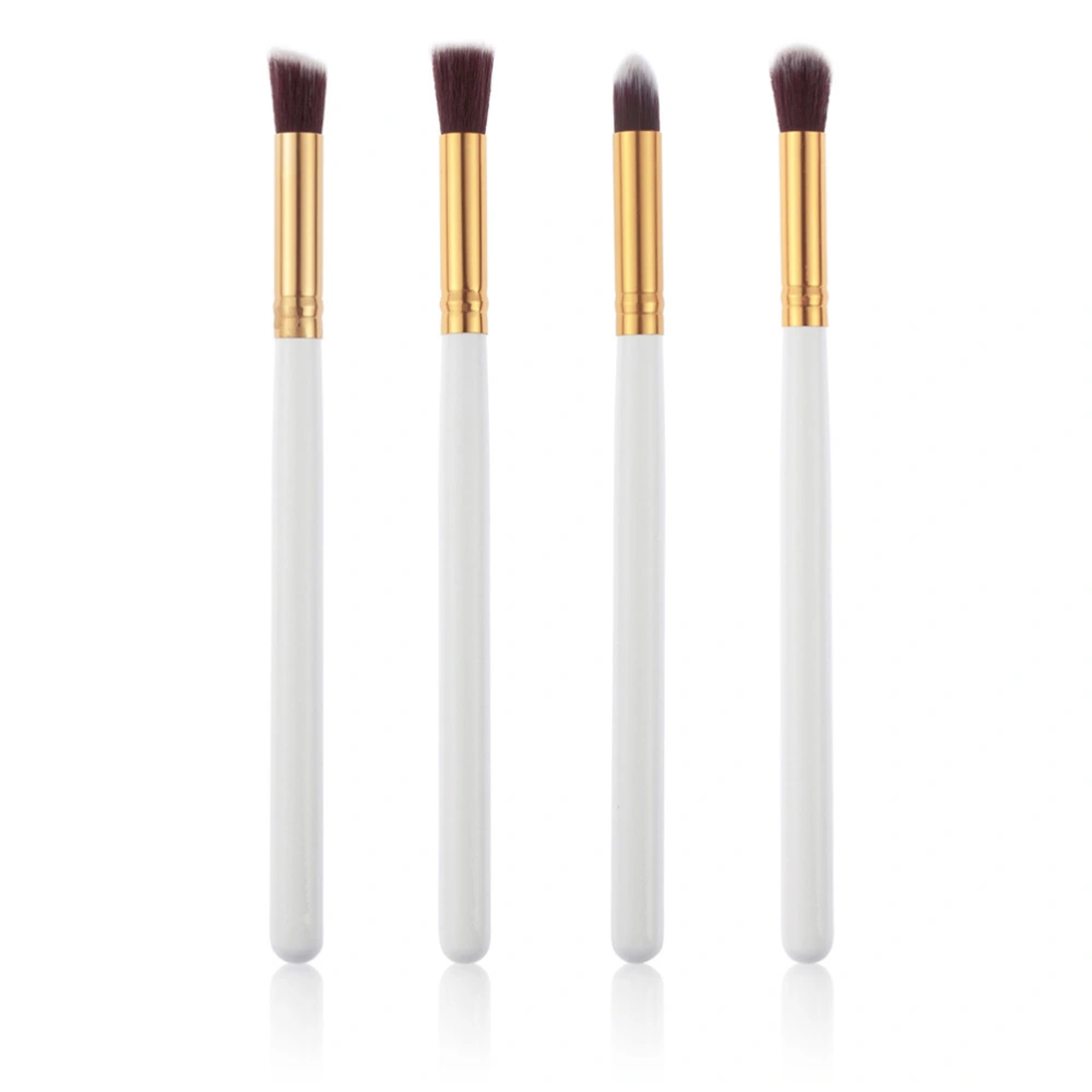 4pcs Eye Brushes Set Eyeshadow Blending Pencil Brush Make up Tool Cosmetic Makeup Eyeshadow Lip Eye Blush Foundation Power Brush Set Cosmetic Tool Kit (White+Gold)