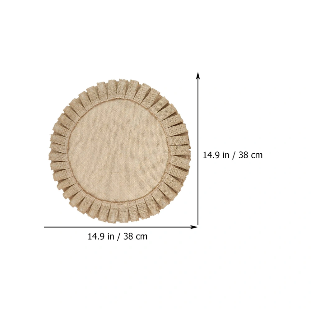 2Pcs Jute Placemats Retro Round Placemats Pastoral Style Table Mats Heat-resistant Place Mats