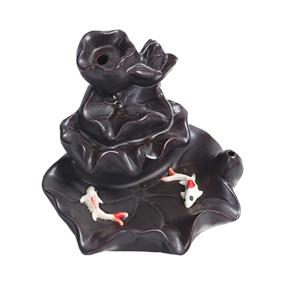 1Pc Ceramic Lotus Carp Incense Burner Waterfall Reflux Aromatherapy Oven