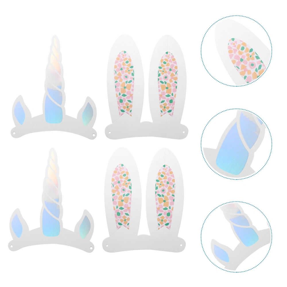 8pcs Unicorn Rabbit Ears Photo Prop Party Supply Unique Picture Shooting Decor