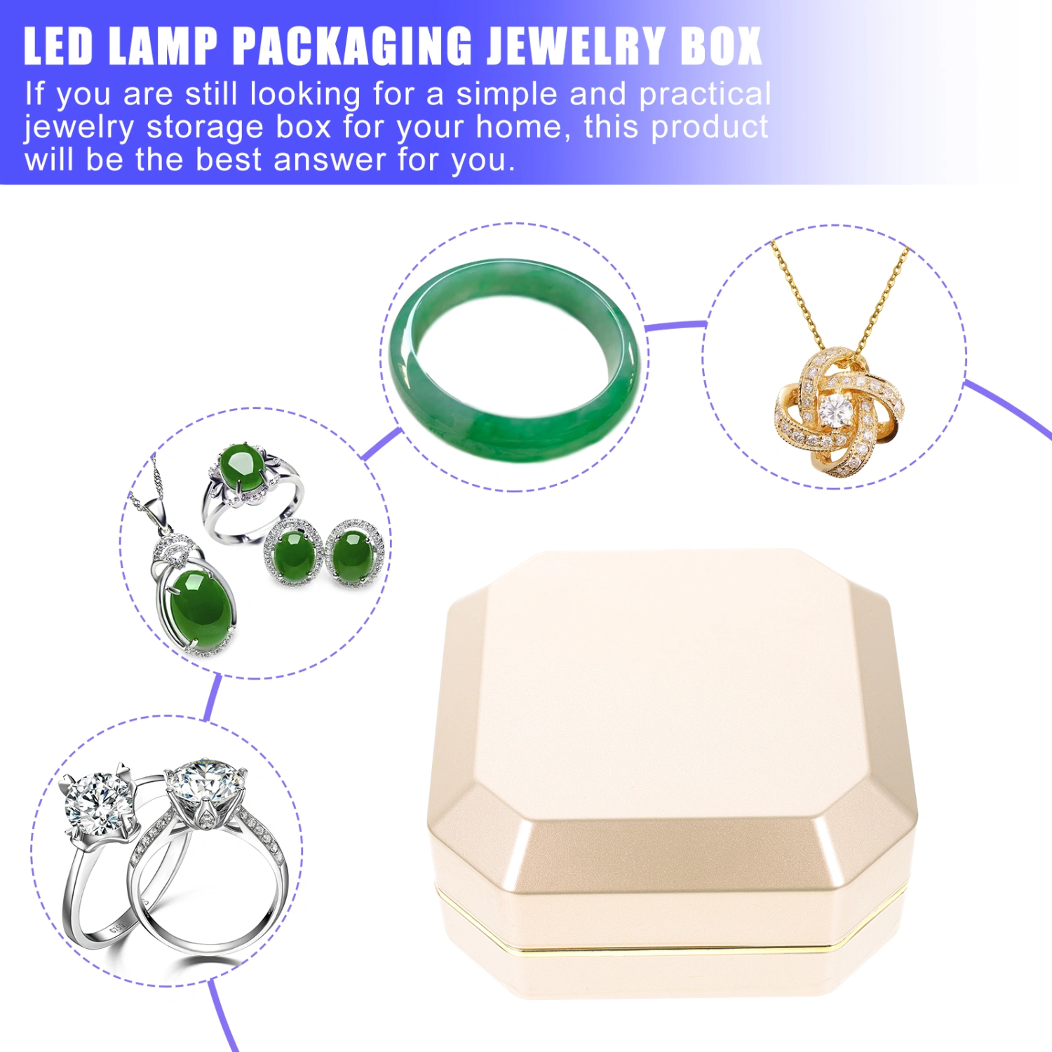 1Pc LED Light Jewelry Storage Box Plastic Luminous Jewelry Storage Display Box