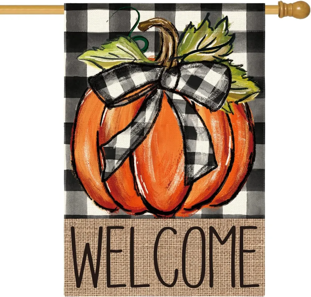 Garden Flag Pumpkin Flag Pendant Festival Fall Flag Thanksgiving Flag Autumn Garden Flag