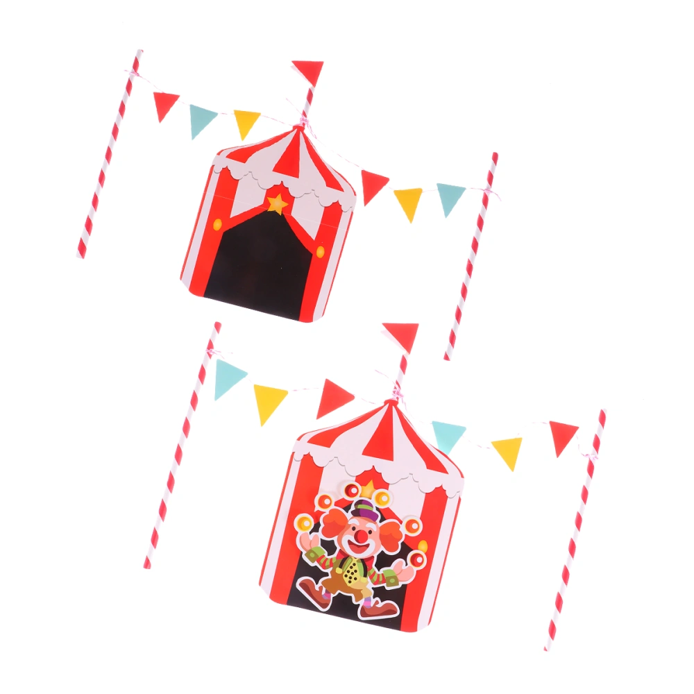 2 Sets of Circus Clown Cake Toppers Paper Cake Picks Cupcake Decor Party Supplies for Birthday Festival