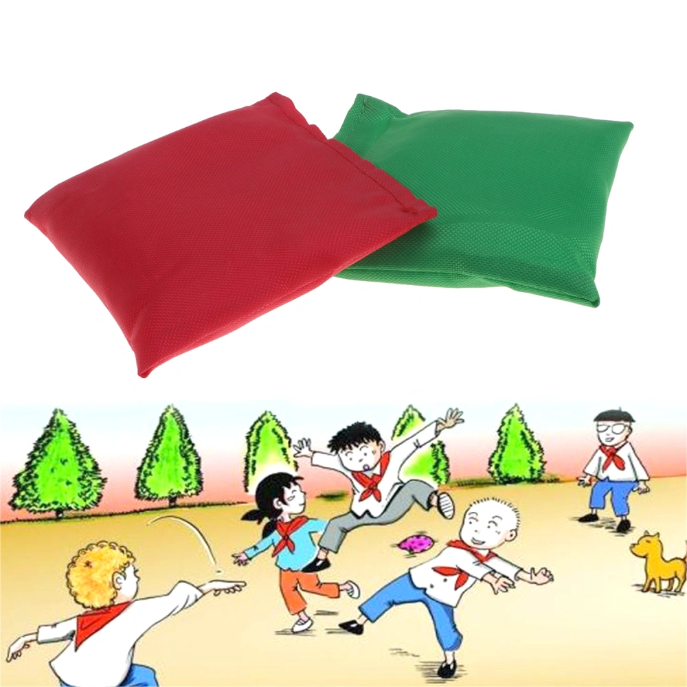 2PCS/Set Children's Flat Shape Sandbag Ring Plastic Granules Small Size Sandbags Red And Green Color