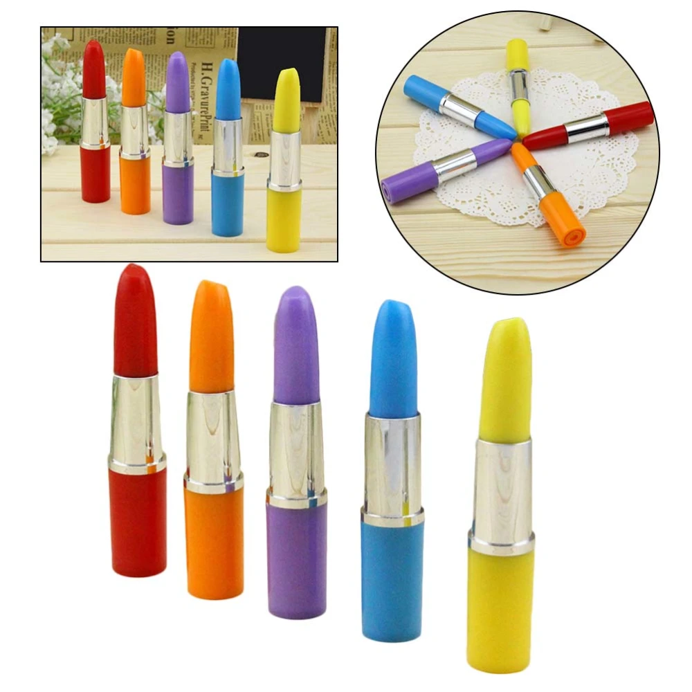 12pcs Lipstick Ball-Point Pen Creative Beautiful Ball-Point Pen for Home Store School (Blue Pen Cartridge, Shell Color is Random)