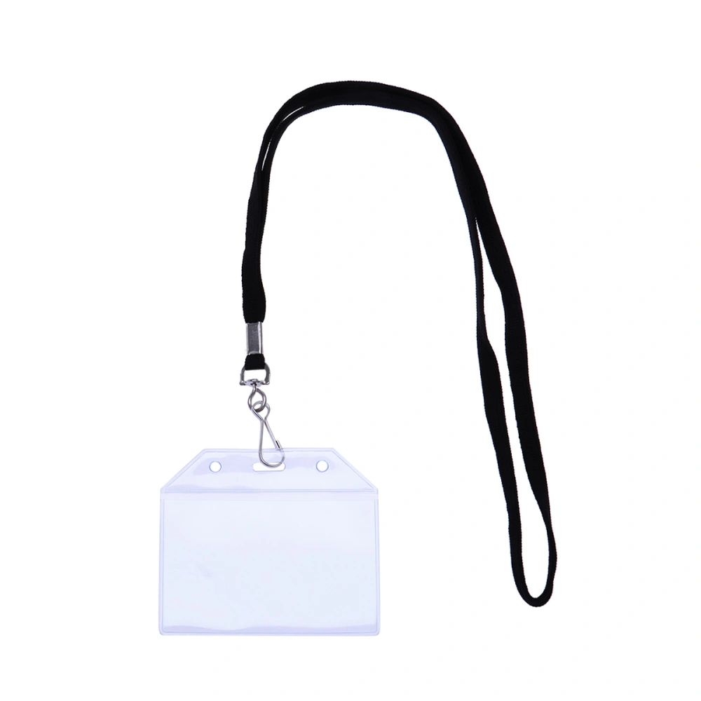 5pcs Clear PVC Waterproof ID Holder Transparent Badge Holder with Black Rope