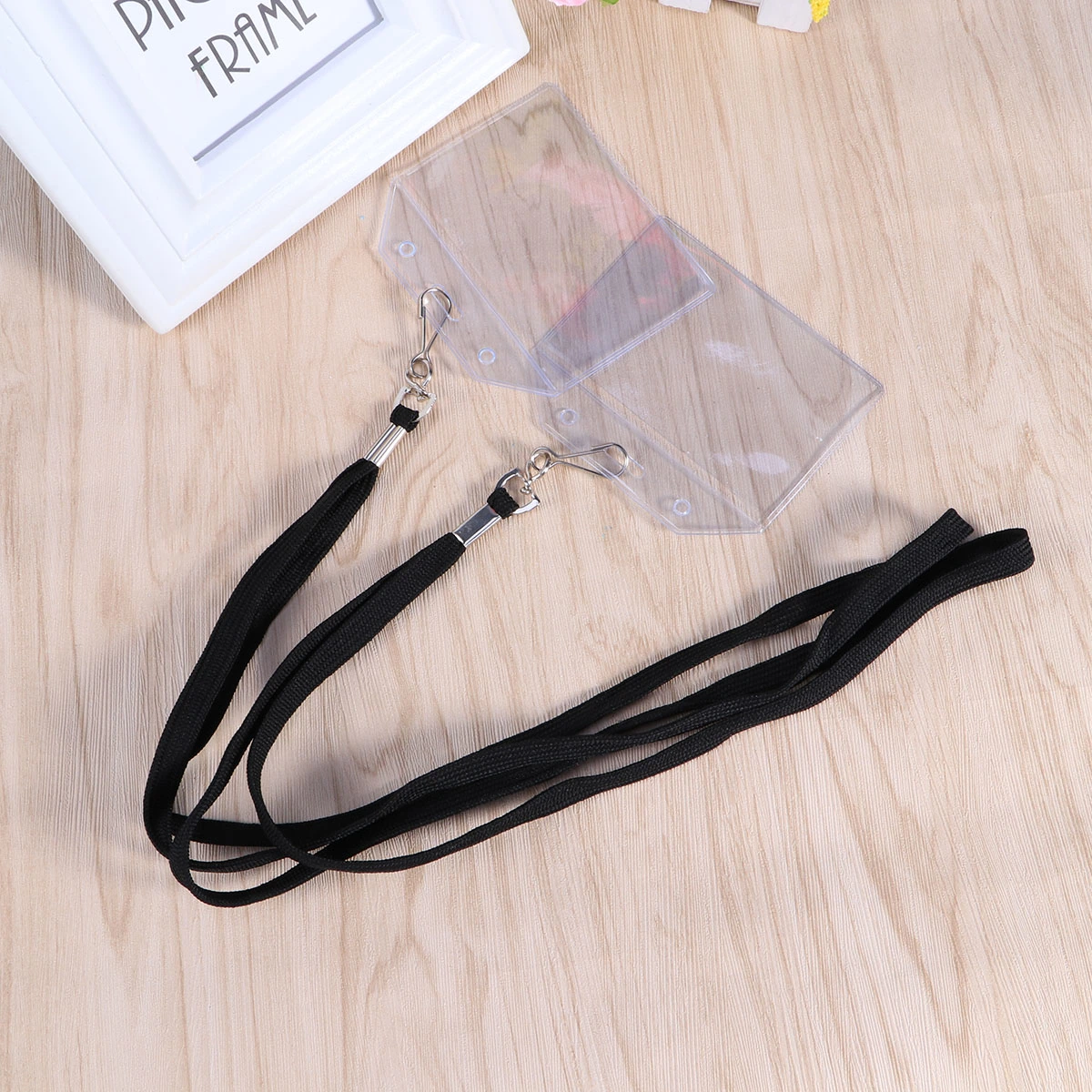 5pcs Clear PVC Waterproof ID Holder Transparent Badge Holder with Black Rope