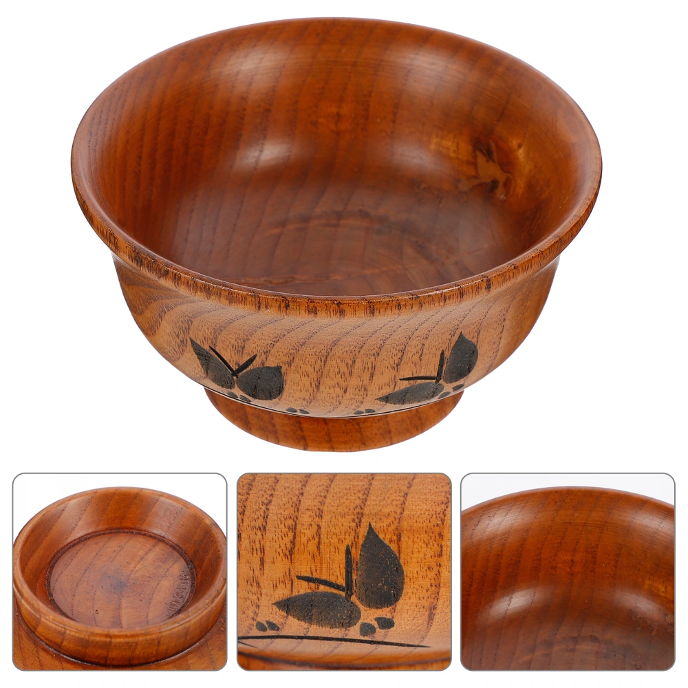 1Pc Creative Wooden Ramen Bowl Snack Dish Handmade Children Wooden Bowl (Brown)