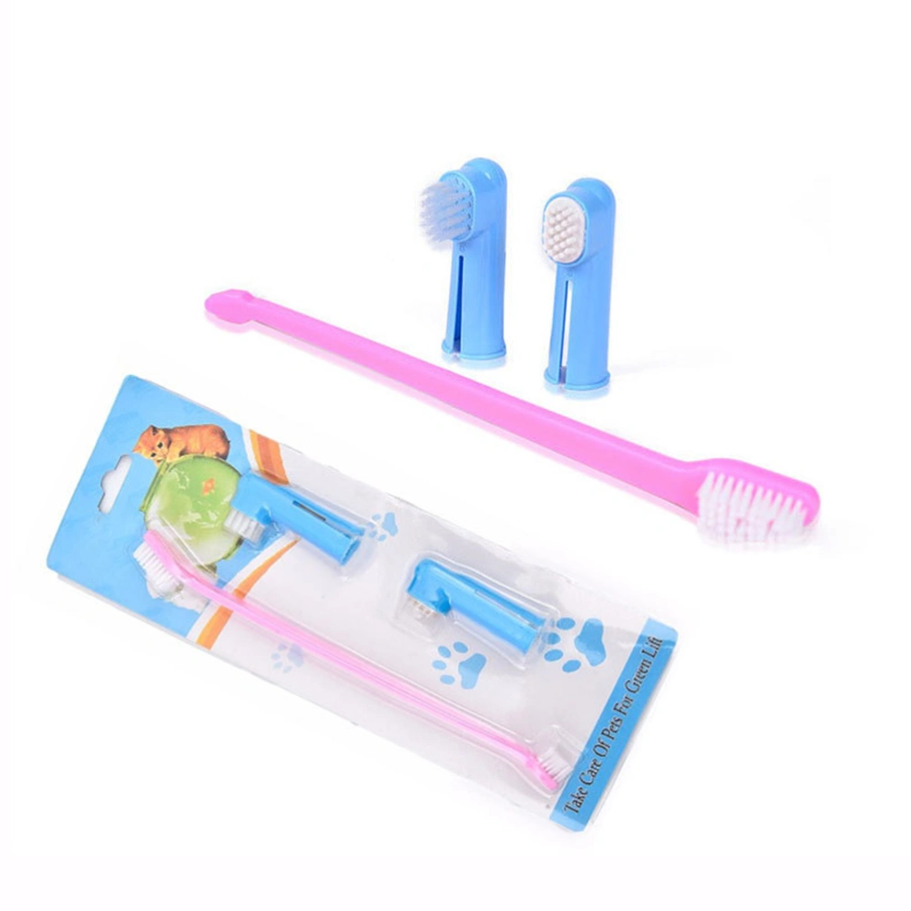 Pet Dog Toothbrush Finger Brushes Dual Headed Dental Hygiene Brushes for Dogs Cats