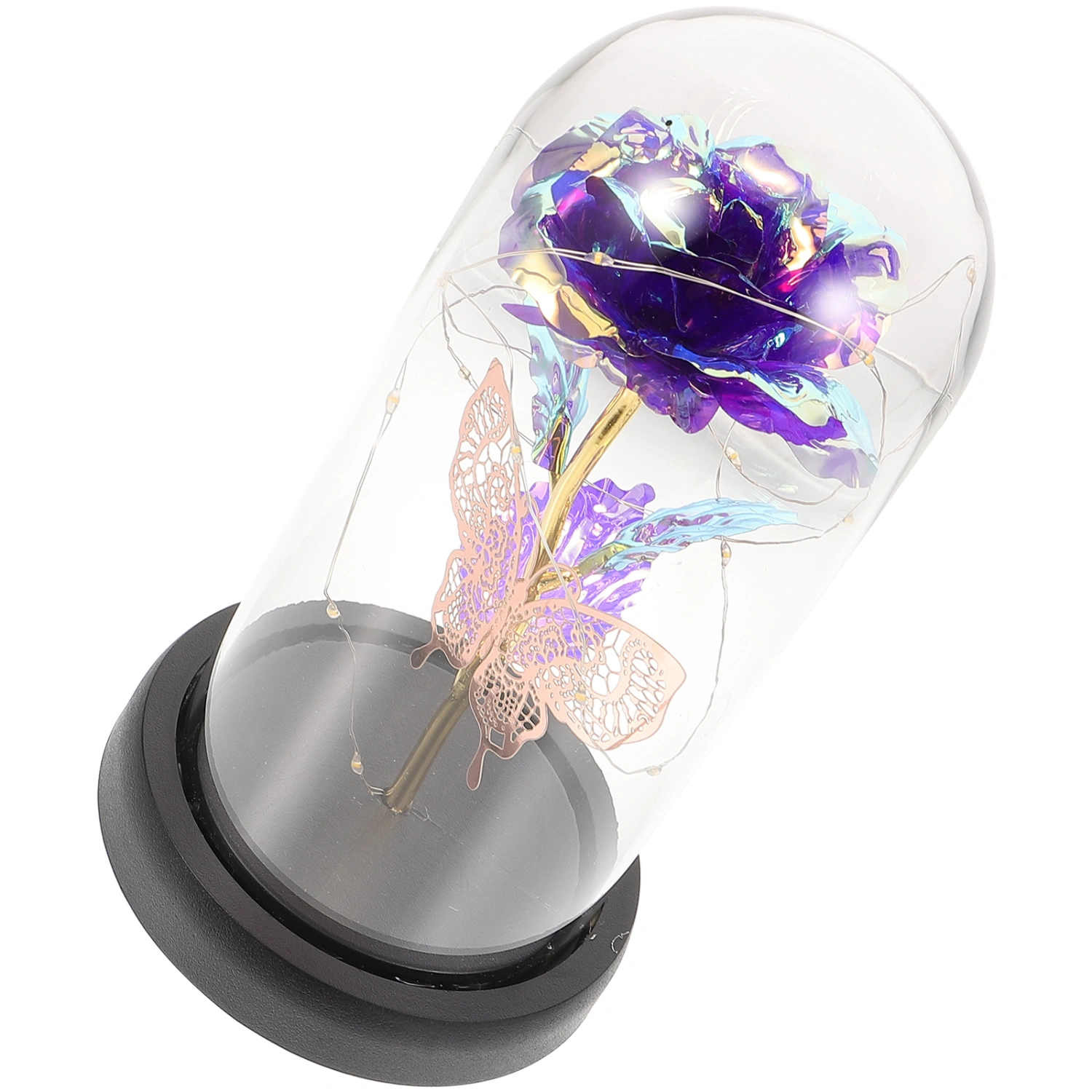Eternal Rose with LED Light in Glass Dome Valentines Day Eternal Rose Preserved Rose