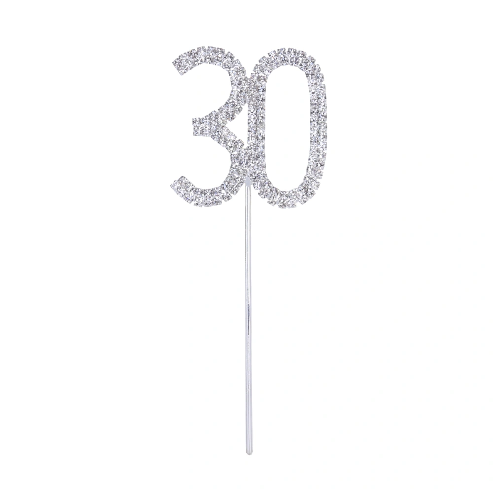 30th Birthday Decorations Rhinestone Diamond Cake Decor Cake Cupcake Toppers for 30th Birthday Party and Pearl Wedding Anniversary (30)