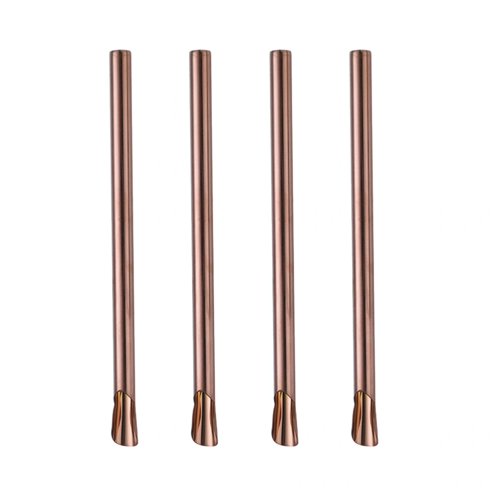 4pcs Stainless Steel Straws Reusable Drinking Straw Creative Stirrer for Milk Tea Smoothie (Rose Gold)