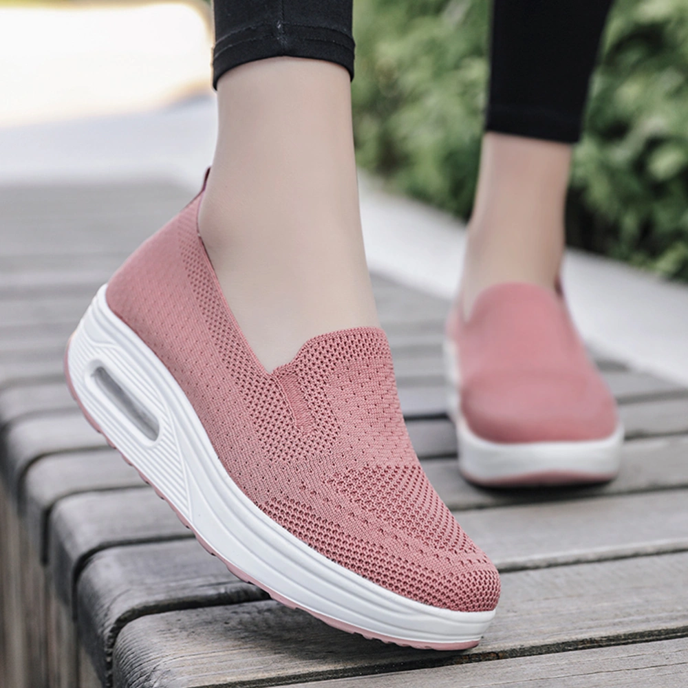 1Pair Woman Sports Mesh Shoes Breathable Relaxation Slugged Bottom Sneakers