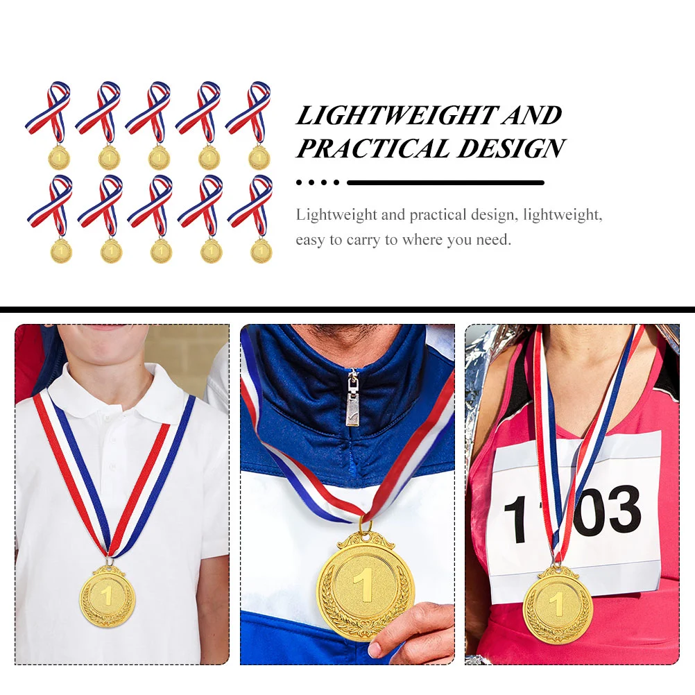 10Pcs Competition Number Medals Awards Golden Medals Sports Meet Winner Medals