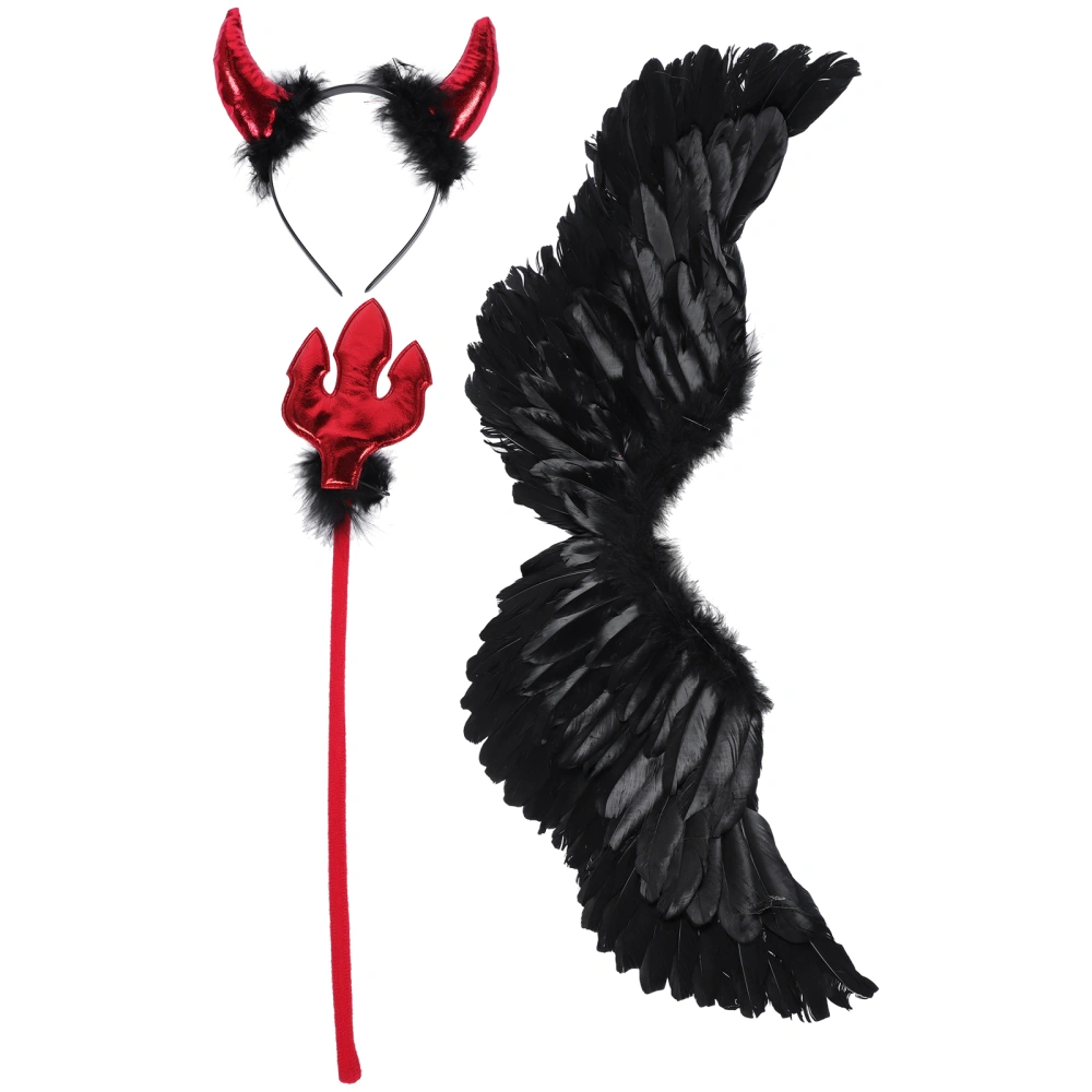 1 Set Devil Feather Wing Costume Halloween Wear Role-play Suit Stage Clothes