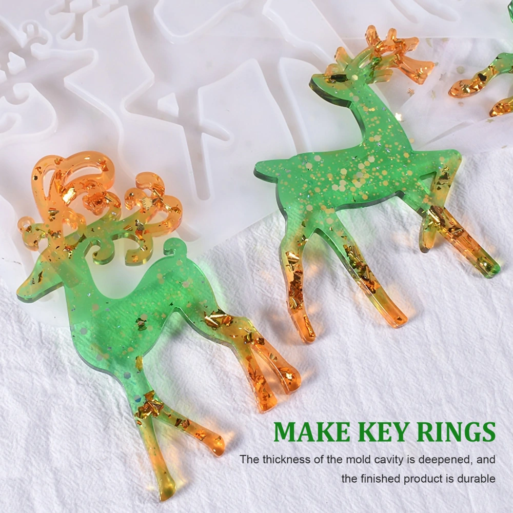 1pc  Keychain Mold Christmas Elk Keychain Mold Silicone Xmas Adorn Making Mold