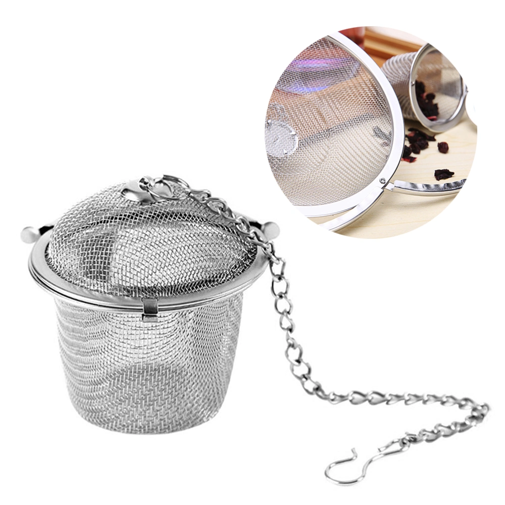 2 Pcs Stainless Steel Tea Infuser Reusable Loose Leaf Mesh Tea Filter Tea Strainer with Lid and Extended Chain Hook - Size L