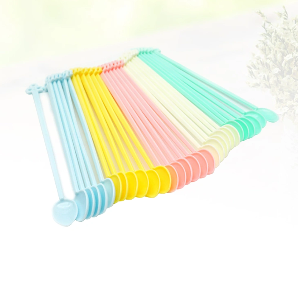 30pcs Candy Color Stirring Spoon Mini Plastic Coffee Jam Sauce Stirrer for Store Home Bar (Random Color)