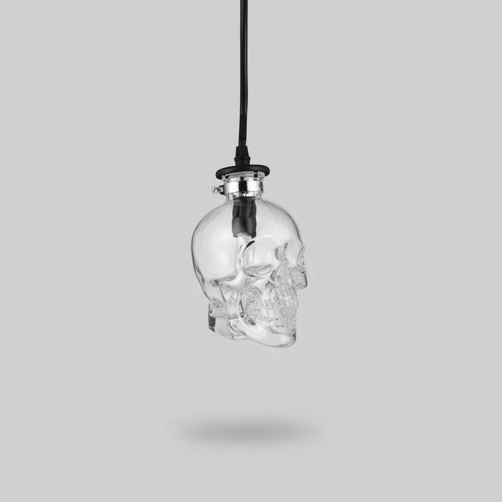 Creative Skull Shape Pendant Light Transparent Hanging Ceiling Lamp for Bar