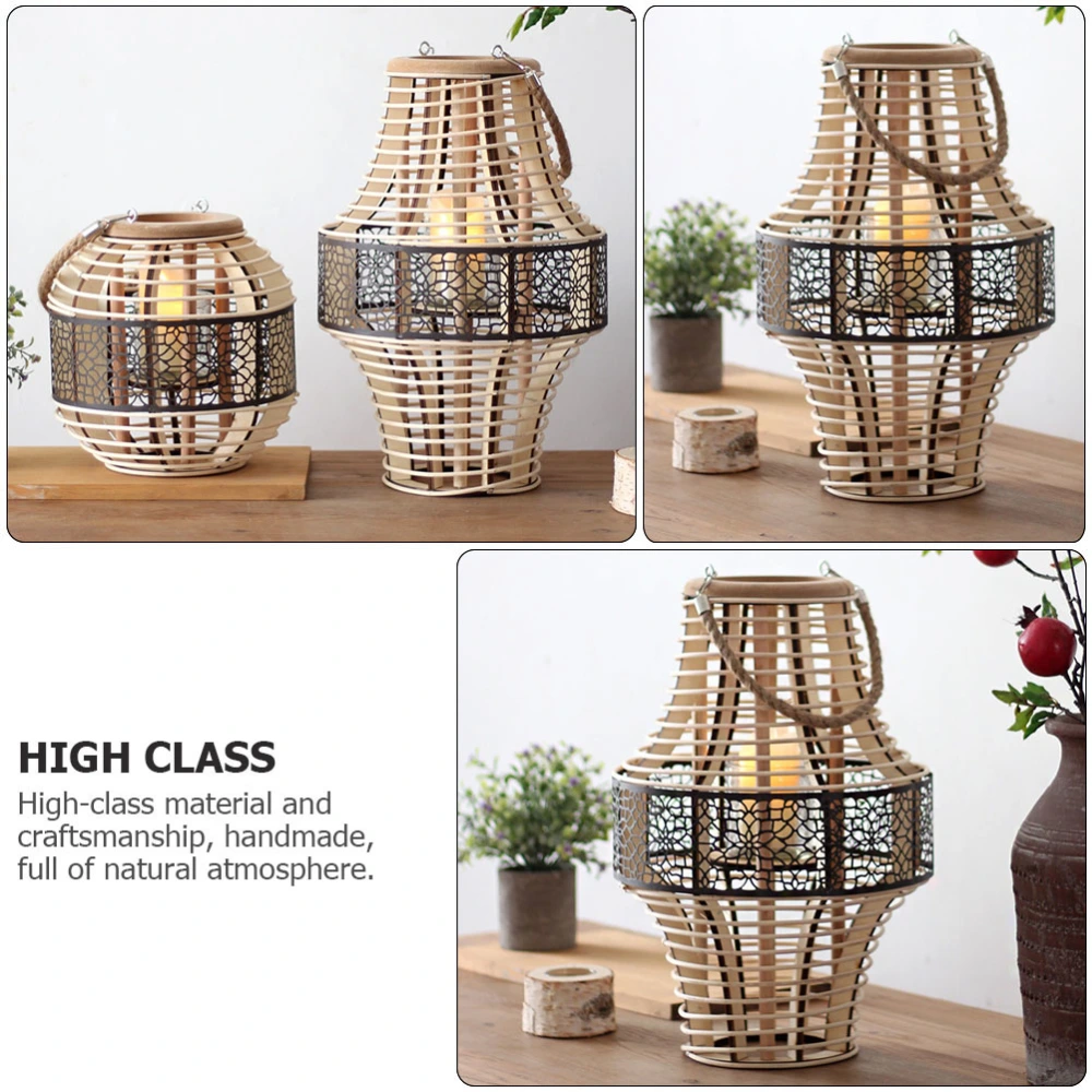 1pc Handmade Wooden Wind Lantern Candlestick decoration Outdoor Garden Ornament