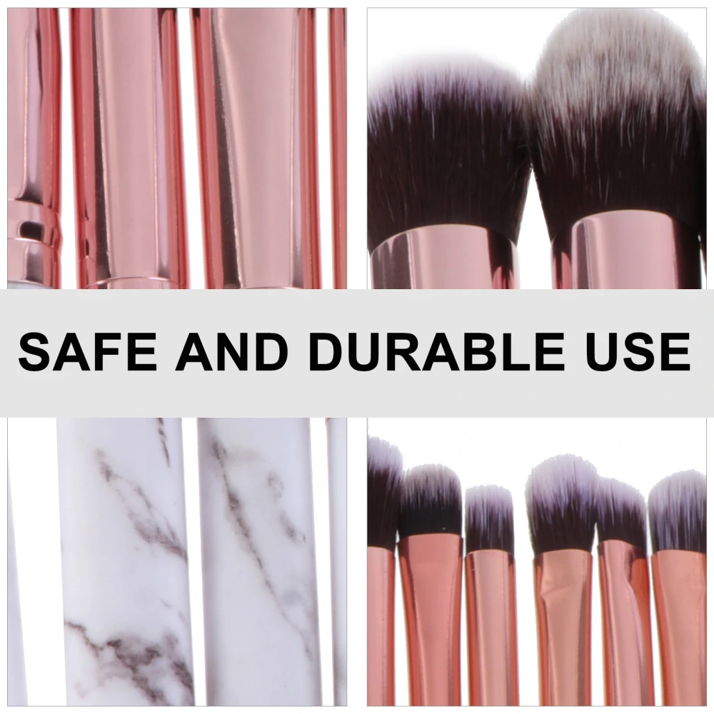 15 Pcs Marble Brush Nylon Makeup Brush Set Plastic Handle Cosmetic Tools