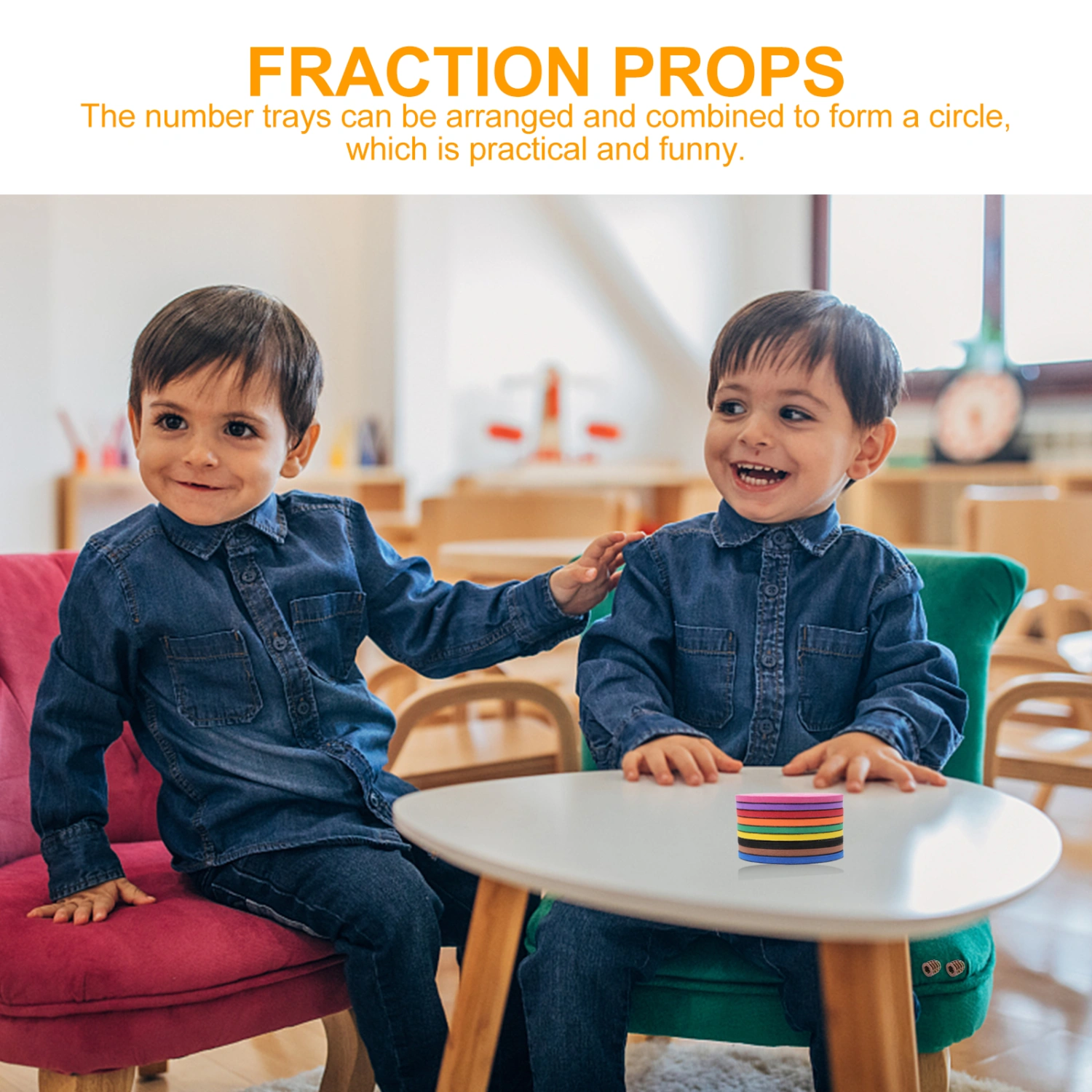 2 Sets Fraction Props Teaching Aid Primary School Education Fraction Circles