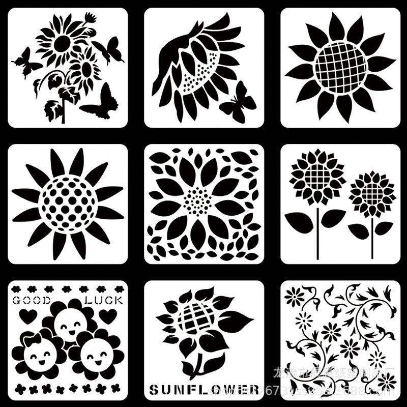 9Pcs Sunflower Painting Stencils Wall Art Drawing Stencils Painting Stencils for Crafting