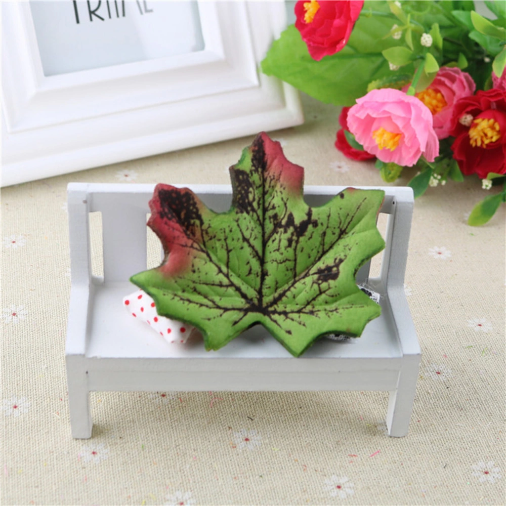 50Pcs Artificial Maple Leaves Cloth Fake Maple Leaves Simulation Props for Party Wedding Decoration (Dark Green & Brown)