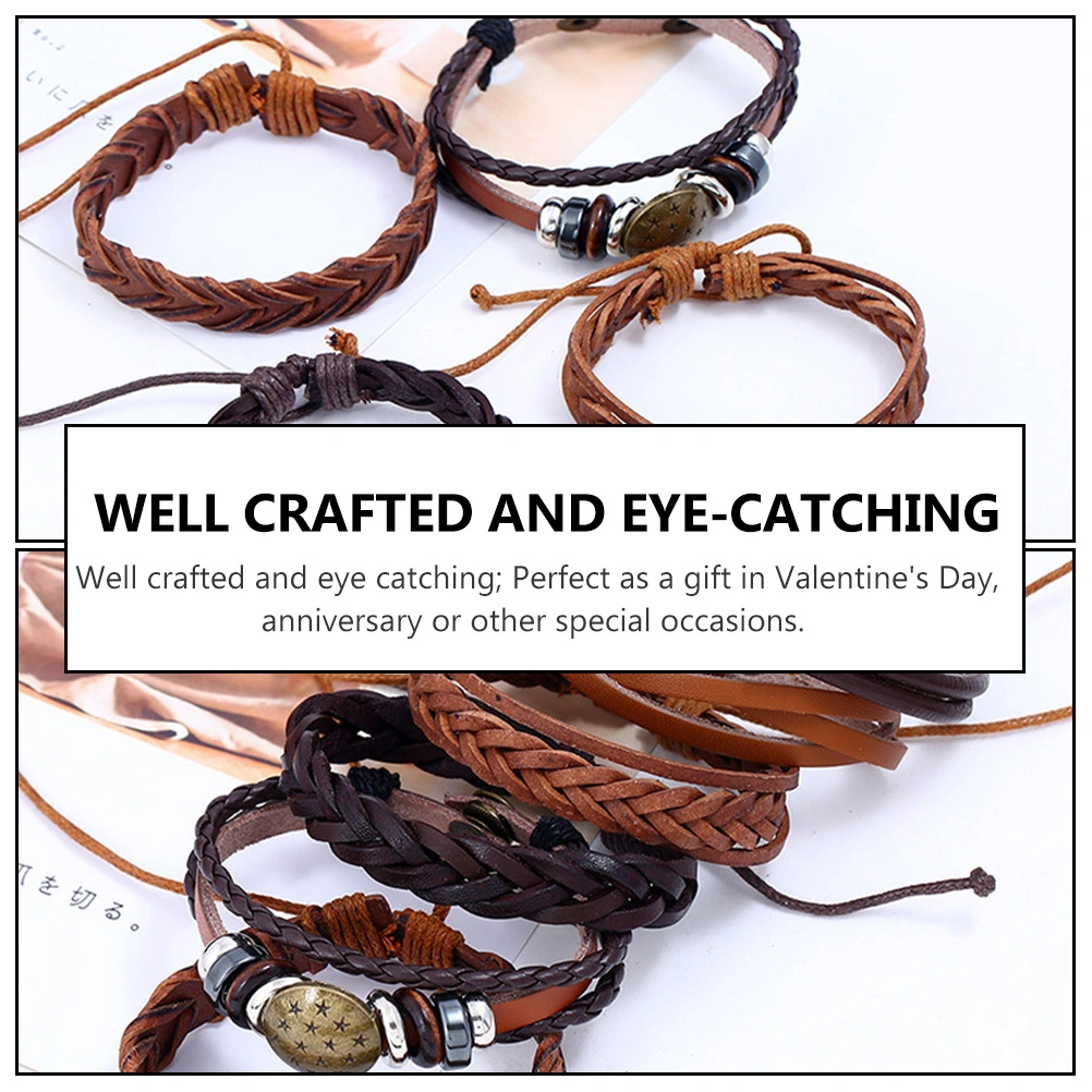 1 Set of 6Pcs DIY Hip-hop Cowhide Bangle Fashionable Male Bracelet Male Decor