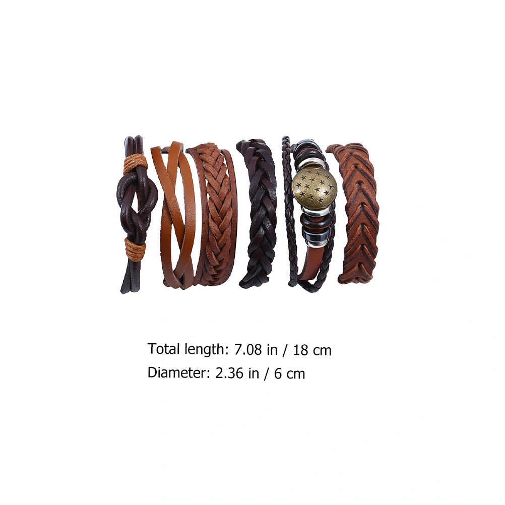 1 Set of 6Pcs DIY Hip-hop Cowhide Bangle Fashionable Male Bracelet Male Decor